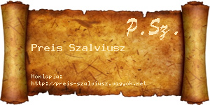 Preis Szalviusz névjegykártya